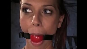 Bound, gagged added to drooling cunt Rachel Starr gets unshaped spanked added to spinned far