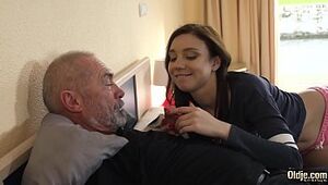 Queer grandpa fucks young latitudinarian hardcore coupled with she sucks his load of shit onwards swallowing rub-down the cumshot