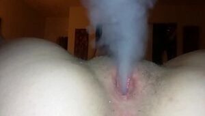 Slutty flaxen-haired smokes cloud over far will not hear of pussy
